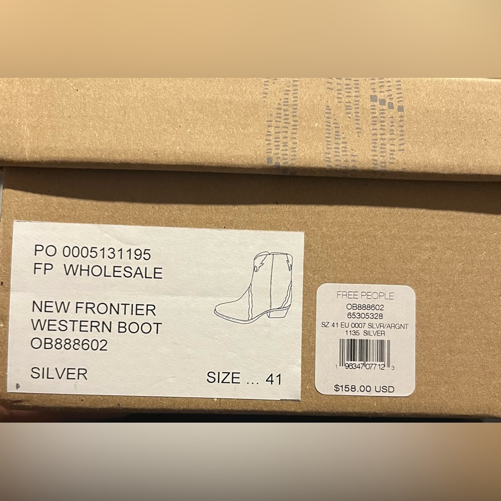 Free People New Frontier Cowboy Bootie Color Metallic Silver Size 11 - Picture 10 of 12